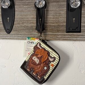 Chala Highland Cow Zip Around Wallet
